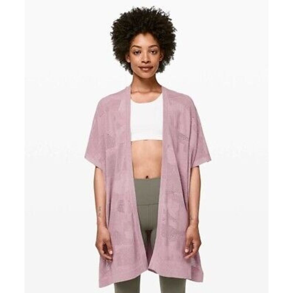 lululemon athletica Dusty Pink Open-Front Short Sleeve Sweater